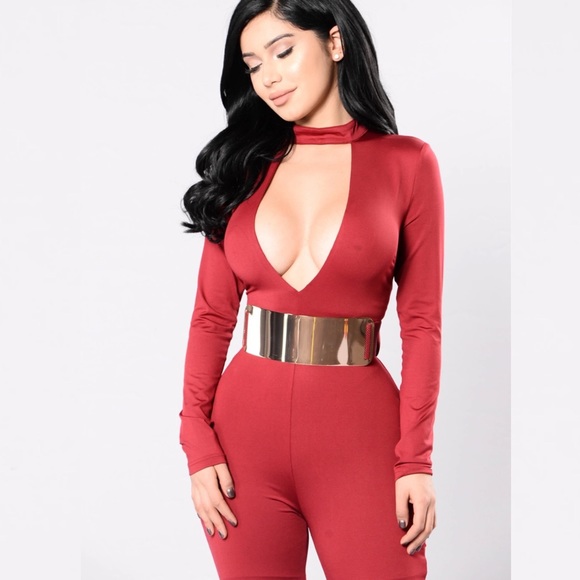 🔥NWOT Fashion Nova Burgundy Jumpsuit - Picture 4 of 4
